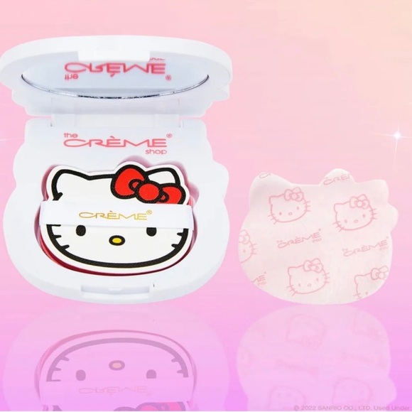 NEW Hello Kitty Mattifying Blotting Paper+Reusable Mirror Compact The Crème Shop - Picture 3 of 6